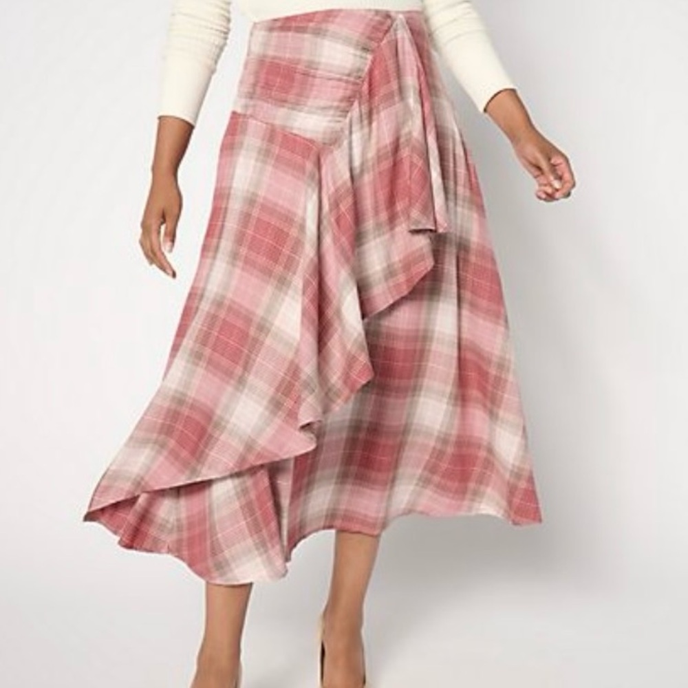 NWOT Me by Jennie Garth Regular Ynez Woven Ankle Skirt Rose Plaid XXS